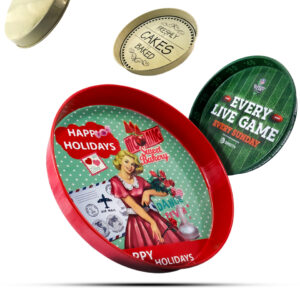 Round metal round ecorative tin tray