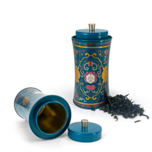 Oriental Style metal tea tin with lid