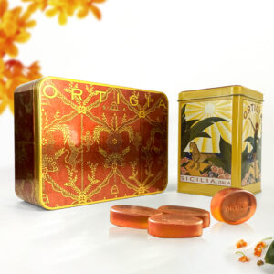 Elegant metal tinplate perfume tin container with embossed logo