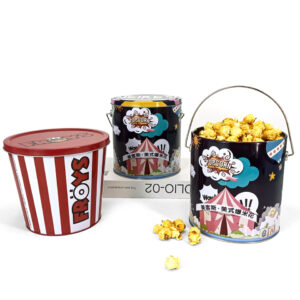 Reusable Food-Grade snack gift tin can of popcorn