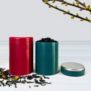 Pure color round tin tea containers wholesale