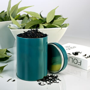 Elegant Cylindrical Metal green tea tin box
